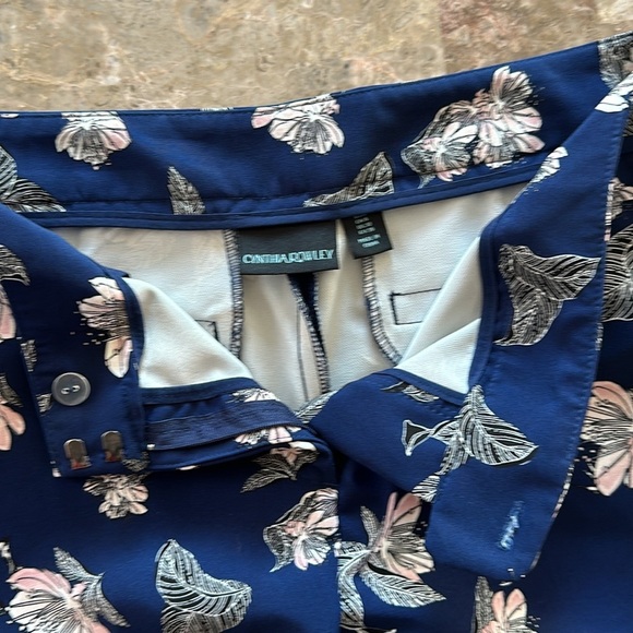 Cynthia Rowley Blue Pink Floral Stretch Dress Pants, Size 6 - Picture 6 of 10